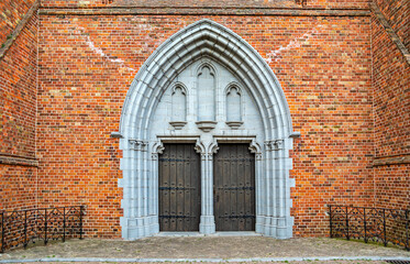 Gothic brick church door entrance