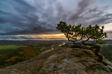 Fototapeta premium wetterkiefer Lilienstein in der sächsischen schweiz