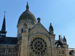 Fototapeta na wymiar Laval, France - August 2018 : Visit the city of Laval with a beautiful view of its religious monuments