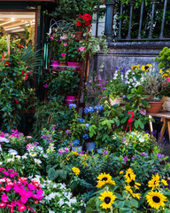 colorful flower kiosk business in Italy