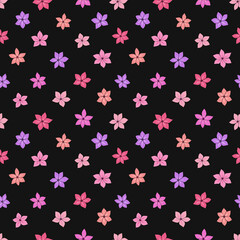 Seamless vector pattern of flowers. Background for greeting card, website, printing on fabric, gift wrap, postcard and wallpapers. Anemone, phlox flowers.