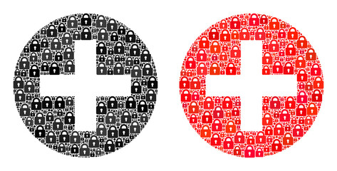 Safety mosaic medicine icon. Medicine mosaic icon of lock icons. Vector combination for lockdown purposes.