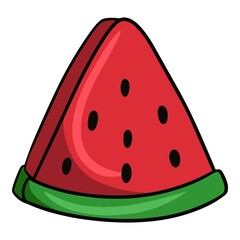 Juicy triangular sweet piece of watermelon, freshness, vector cartoon illustration