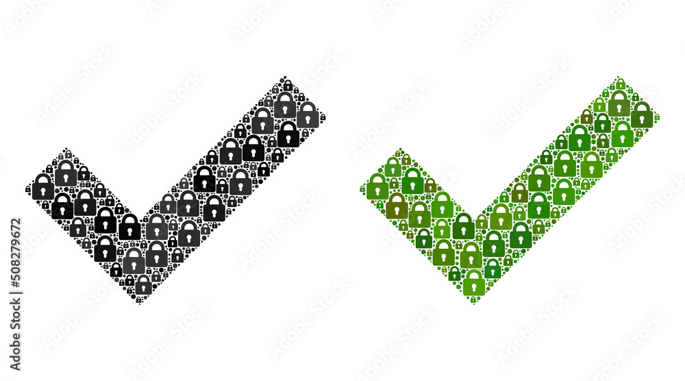 Poster security mosaic yes tick icon. yes tick mosaic icon of lock icons. vector combination for security p