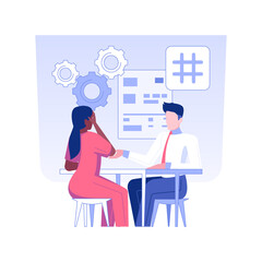 Legal aid isolated concept vector illustration. Professional lawyer meeting arrested client in prison, business people, legal aid service, presumption of innocence idea vector concept.