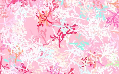 Light Pink, Yellow vector natural pattern with leaves, branches.