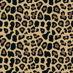 Seamless leopard print yellow background vector camouflage, street trendy print.