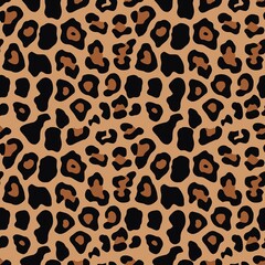 Trendy leopard print vector texture seamless modern background, wild cat skin