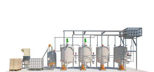 concrete production line isolated on white © petrovk