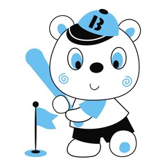 Bear playing baseball