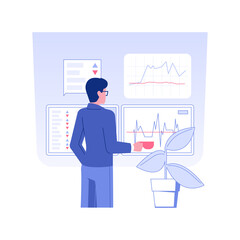 Financial analysis isolated concept vector illustration. Professional investment analyst evaluating financial information, business strategy, raising money, venture funding vector concept.