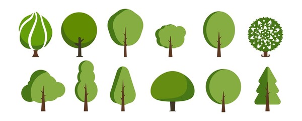 Trees on a white background. Vector illustration