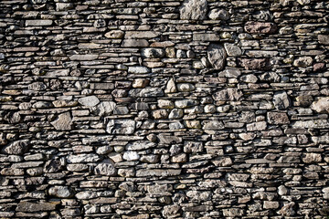 Full frame texture background of a large dry stone wall