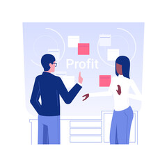 Business idea isolated concept vector illustration. Group of business partners discussing new startup investment strategy, raising money, funding idea, brainstorming process vector concept.