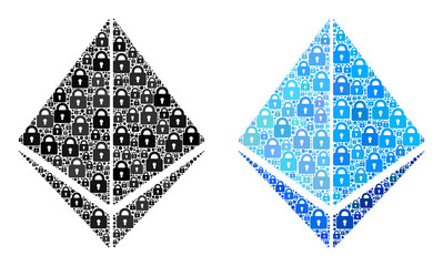 Safety collage crystal icon. Crystal mosaic icon of lock icons. Vector collage for keeping purposes.