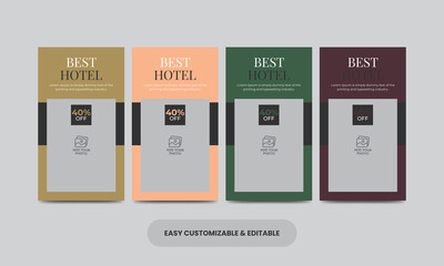 Real estate social media story template bundle. Hotel social media stories bundle