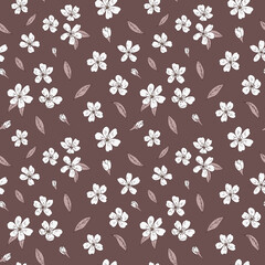 Seamless vector pattern of sakura flowers. Decoration print for wrapping, wallpaper, fabric, textile. Spring background. Cherry blossoms. 