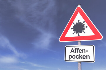 3d Illustation - Verkehrsschild - Affenpocken - Himmel - Wolken