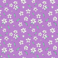 Seamless vector pattern of sakura flowers. Decoration print for wrapping, wallpaper, fabric, textile. Spring background. Cherry blossoms. 
