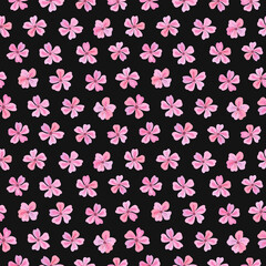 Fototapeta na wymiar Seamless vector pattern of sakura flowers. Decoration print for wrapping, wallpaper, fabric, textile. Spring background. Cherry blossoms. 