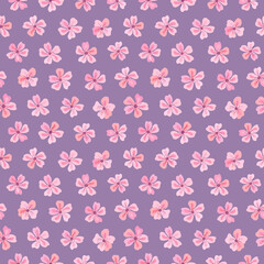 Fototapeta na wymiar Seamless vector pattern of sakura flowers. Decoration print for wrapping, wallpaper, fabric, textile. Spring background. Cherry blossoms. 