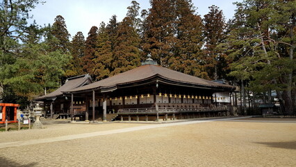 A small, secluded temple town has developed around the sect's headquarters that Kobo Daishi built...