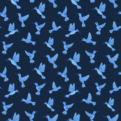 Vector seamless pattern with hummingbird. Decoration print for wrapping, wallpaper, fabric. Seamless vector texture.