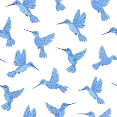 Vector seamless pattern with hummingbird. Decoration print for wrapping, wallpaper, fabric. Seamless vector texture.
