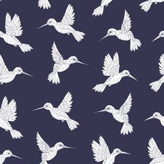 Vector seamless pattern with hummingbird. Decoration print for wrapping, wallpaper, fabric. Seamless vector texture.