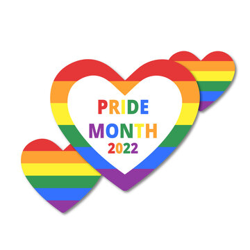 Pride month 2022, 2023, 2024 LGBTQ Pride Flag Colours Rainbow Pride symbol with heart,LGBT, minorities,
gays and lesbians sign,logo,icon Background 