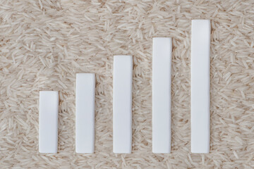 The price of rice, rising prices for agricultural crops. Food shortage, global food crisis. Graph...