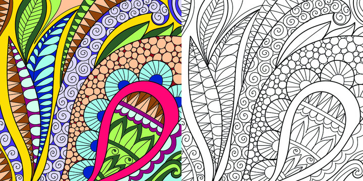 Decorative Henna Mehndi Style Coloring Book Page Illustration For Adults Art Drawing Relaxing 