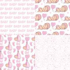 Vector greeting card. Baby shower card. Baby announcement card design element.