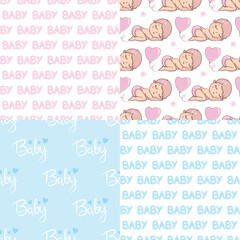 A set of ready-made designs for newborns. This is a boy. It's a girl. Vector illustration.