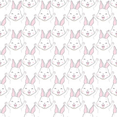 Obraz premium Seamless background. White rabbits. Pattern for valentine's day, easter and mother's day.