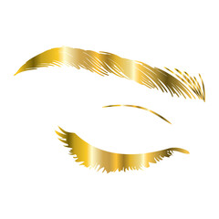 Fototapeta na wymiar Eyelash extension logo. Makeup with gold glitter. Vector illustration