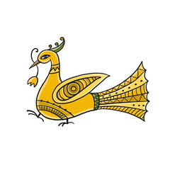 Magic bird isolated on white. Art for your design