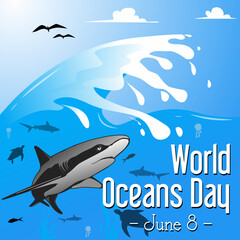 Vector illustration to participate World Oceans Day