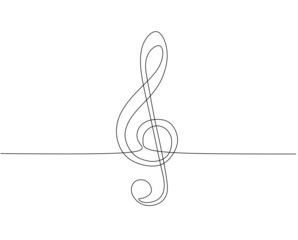 continuous single line drawing vector music symbol
