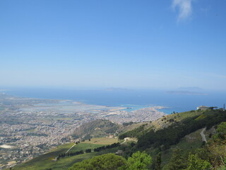 Panorama da Erice, Trapani, Sicilia, Italia