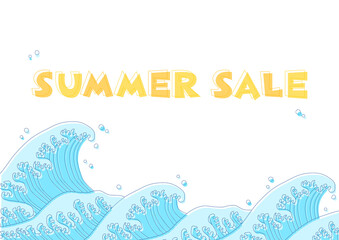 サマーセールのイラスト: 和風の波デザイン
