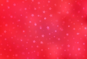 Light Red vector pattern with christmas snowflakes, stars.