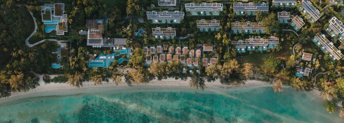 Panorama aerial view of a beach in Phuket, Thailand
