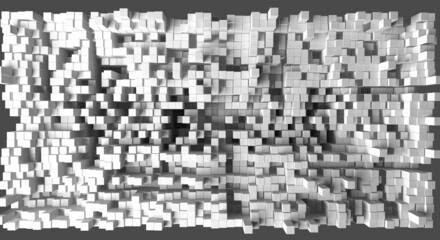 Abstract monochrome background. White structure. The structure of the rods. 3D visualization.