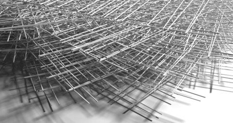Abstract monochrome background. White structure. The structure of the rods. 3D visualization.
