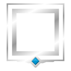 silver square frame with gem