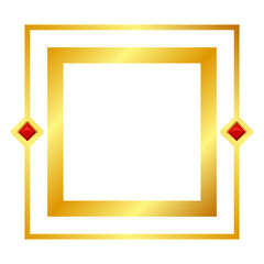 gold square frame with gem