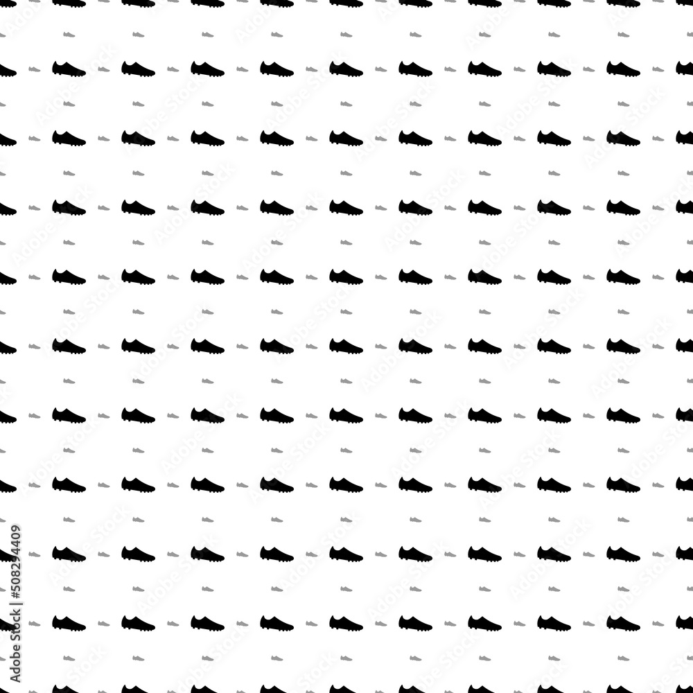 Poster Square seamless background pattern from geometric shapes are different sizes and opacity. The pattern is evenly filled with big black football boot symbols. Vector illustration on white background