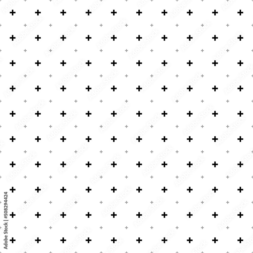 Poster square seamless background pattern from black plus symbols are different sizes and opacity. the patt