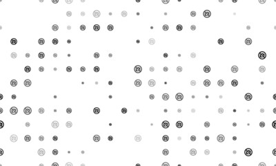 Seamless background pattern of evenly spaced black no photo symbols of different sizes and opacity. Vector illustration on white background
